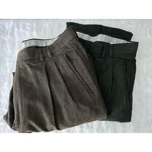 St Croix Lot Corduroy Pleated Wool Blend Dress Pants Men 36x29 Brown Black Italy